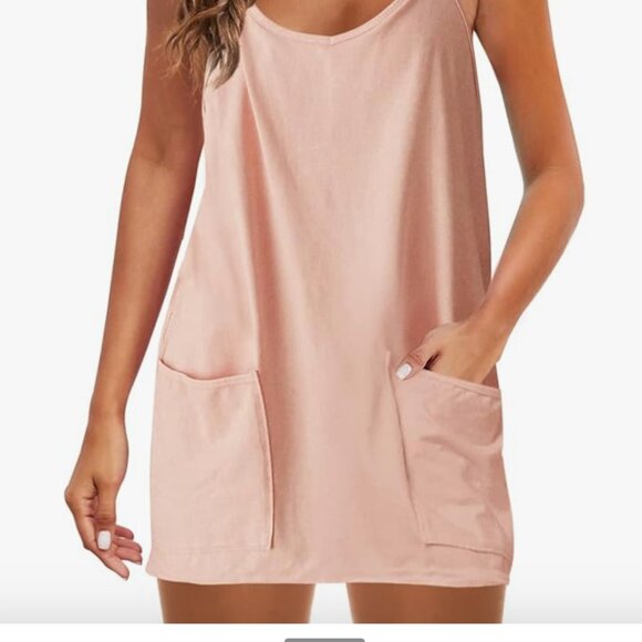 Womens Athletic Sleeveless Mini Dress, Spaghetti Strap w/built in shorts, Size M - Picture 1 of 6